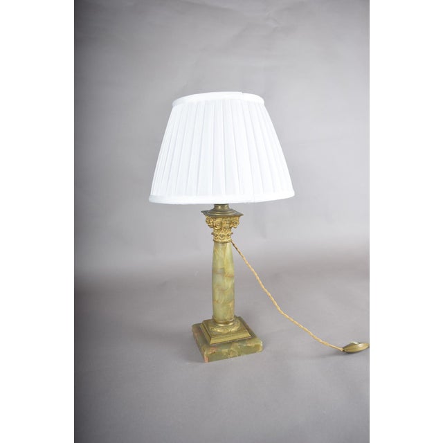 Antique Onyx Column Table Lamp with Gilt Bronze, France, 1890s For Sale - Image 10 of 12
