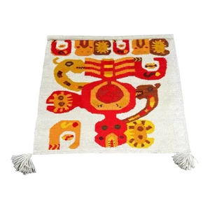 Mid Century Modern Hand Woven Tribal Tapestry Fiber Textile Art