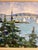 Blue Impressionist Coastal Harbor Oil Painting With Sailboats, Framed 24" Signed Eileen Kelly For Sale - Image 8 of 15