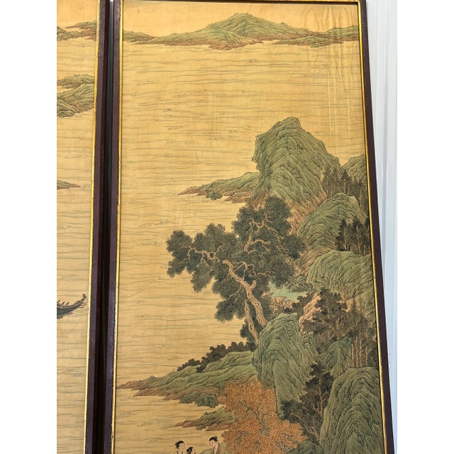 Large Chinese Paintings on Rice Paper Mounted on Wood - A Pair For Sale - Image 10 of 13
