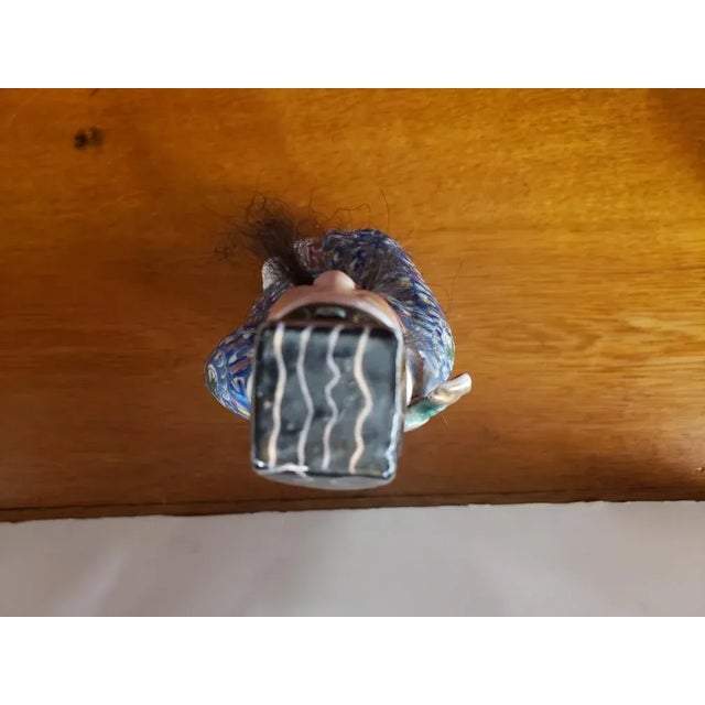 Blue Early 20th Century Chinese Porcelain Lu Dongbin Statue With Horse Hair Facial for Hair For Sale - Image 8 of 10