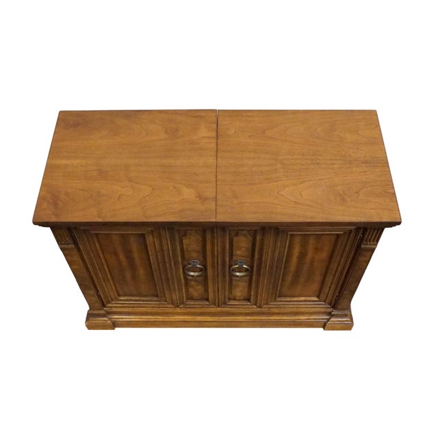 Late 20th Century Drexel Furniture Walnut Italian Neoclassical Tuscan Style 60" Slide Top Server Buffet For Sale - Image 5 of 18