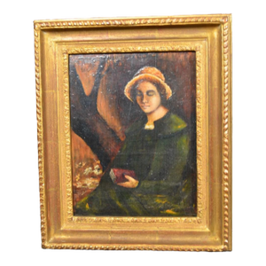 French School, 20th Century “The Reader” Oil on Panel