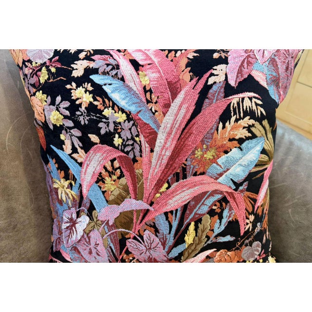 Moody Floral Woven Pillow Cover For Sale In Los Angeles - Image 6 of 14