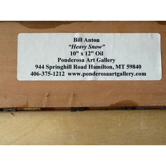 Paint Original Bill Anton "Heavy Snows" Oil on Board 2012 Signed Front and Back For Sale - Image 7 of 9