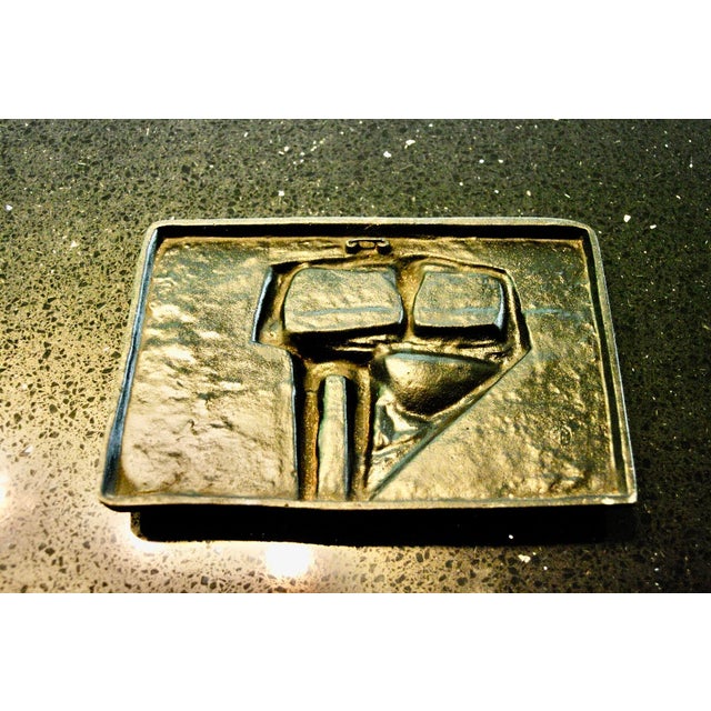 Metal Young Man Crouching by the Sea Plaque in Cast Iron by Kurt Lehmann, 1960s For Sale - Image 7 of 9