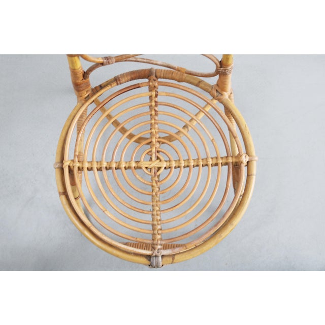 Wood Mid-Century Modern Bamboo Highback Chairs with Side Table, 1960s, Set of 3 For Sale - Image 7 of 11