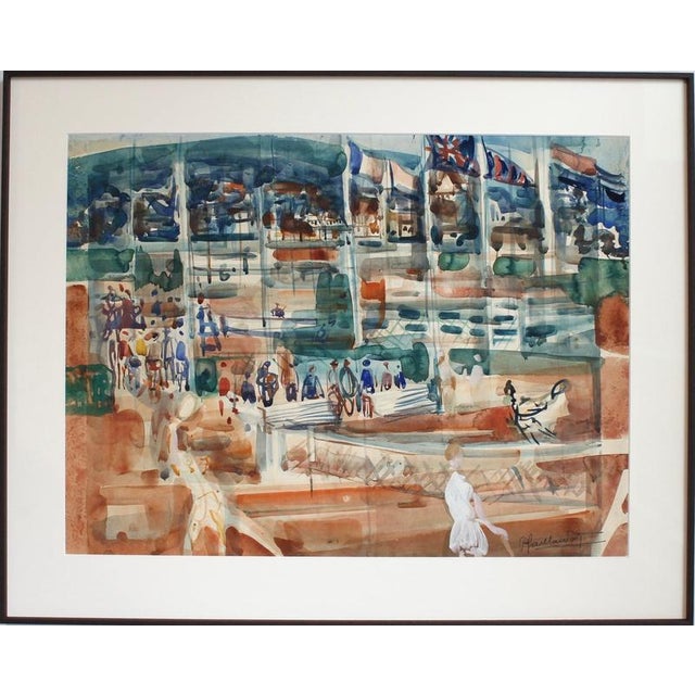Pierre Gaillardot, Tennis Match on Clay, 1970s, Watercolour on Paper For Sale - Image 18 of 18