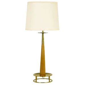 Mahogany & Brass Open Base Table Lamp Attributed to Stiffel