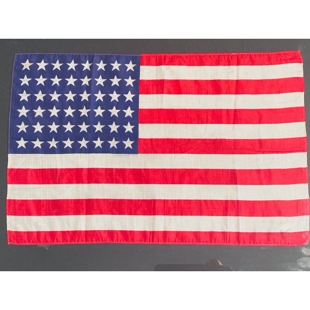 Folk Art Antique American 48 Stars Flag in Folk Art Style Frame For Sale - Image 3 of 5