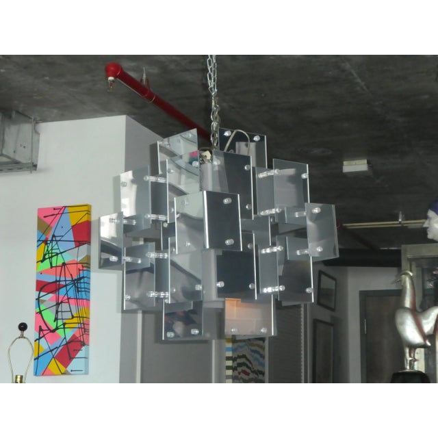 1970's Mirrored Acrylic Stacked Boxes Chandelier For Sale - Image 12 of 13