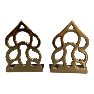 Vintage 1983 Virginia Metalcrafters “Monticello” Solid Brass Bookends - a Pair For Sale