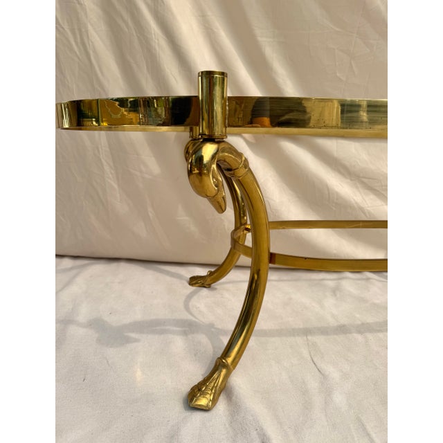 Metal Italian Regency Brass Swan Oval Coffee Table Attributed to La Barge For Sale - Image 7 of 12