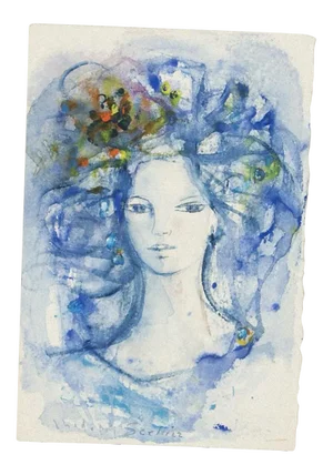 Portrait of Woman Watercolor by Madeleine Sellier