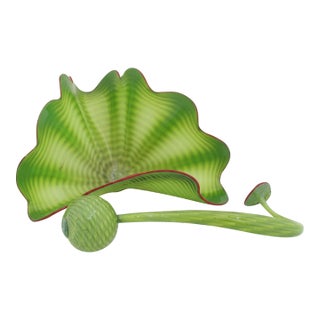 Dale Chihuly 2pc Parrot Green Persian Series Hand Blown Art Glass Sculpture For Sale