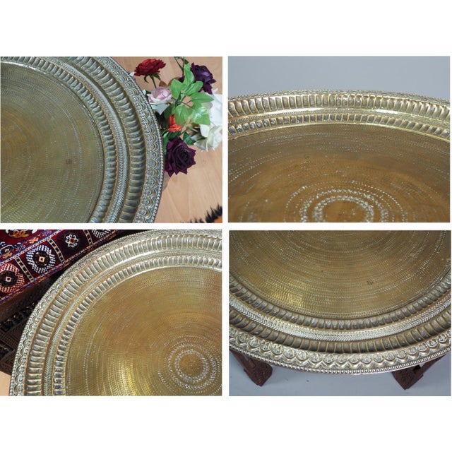 Brown Orient Islamic Hammer Engraved Table Tray, 1940s For Sale - Image 8 of 18
