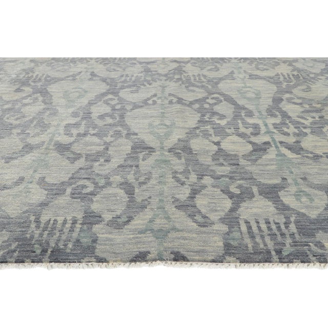 2010s Vintage Blue Earth-Tone Ikat Rug, 09'11 X 14'00 For Sale - Image 4 of 10