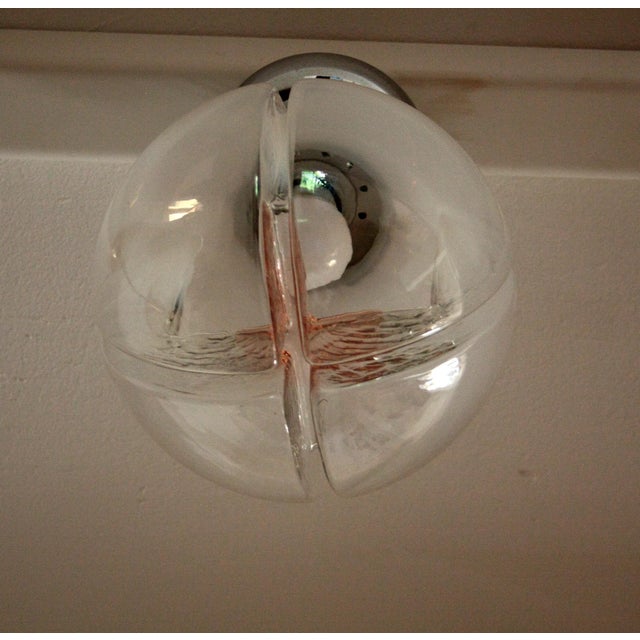Glass Mid-Century Italian Glass and Chrome Metal Pendant Light, 1960s For Sale - Image 7 of 9