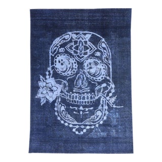 Vintage Sugar Skull Overdyed Rug, 08'01 X 11'06 For Sale