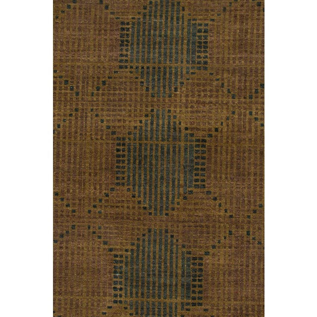 Contemporary Geometric Wool Rug in Green & Brown by Rug & Kilim, India For Sale In New York - Image 6 of 10