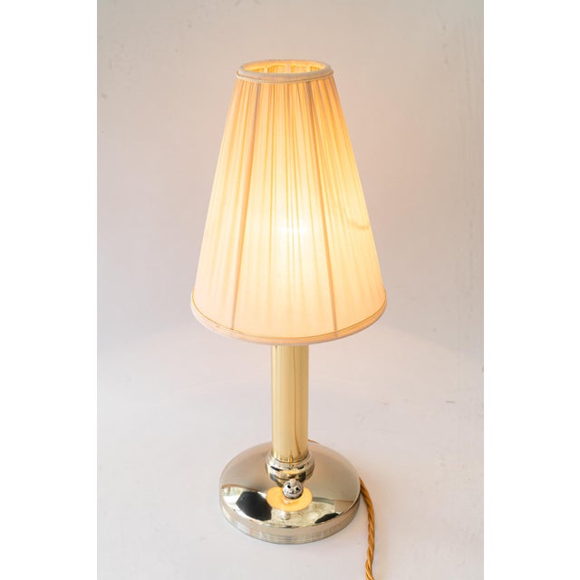 Art Deco Alpaca/Brass Table Lamp with Fabric Shade Vienna, Austria, 1920s For Sale - Image 16 of 18