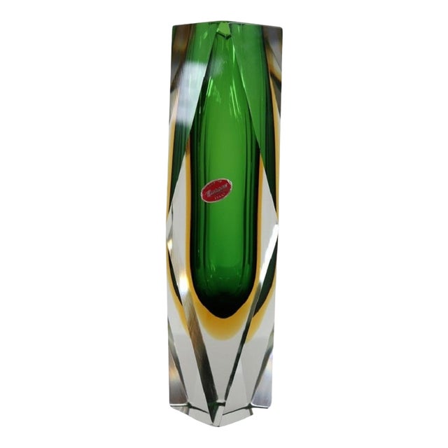 Green Murano Glass Vase by Flavio Poli for A. Mandruzzato, 1960s For Sale