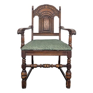 Vintage Wood Dining Armchair For Sale