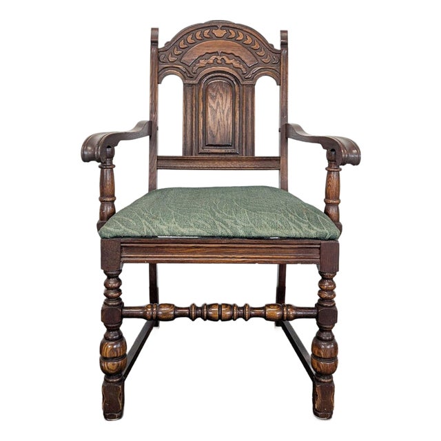 Vintage Wood Dining Armchair For Sale