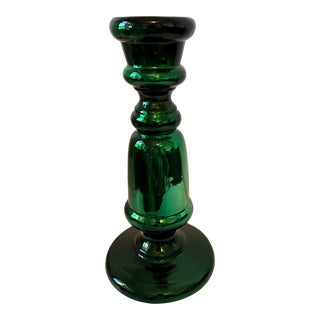 Vintage Green Mercury Glass Tall Candle Holders For Sale