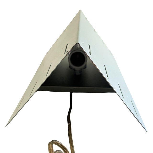 Mid-Century Modern 1950s Mid-Century Modern Googie Geometric Enameled Steel Wall Sconce W/ Slots , 47 Available For Sale - Image 3 of 18