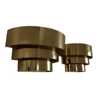 Vintage Mid Century Modern Brass Cascade Sconces - a Pair For Sale