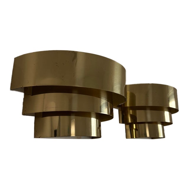 Vintage Mid Century Modern Brass Cascade Sconces - a Pair For Sale