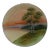 Antique Asian Nippon Round Porcelain 8" Plate Hand Painted Sunset Lake Scene For Sale