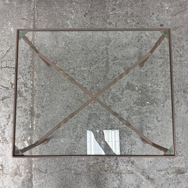 Early 21st Century Cast Iron + Glass Side Table For Sale - Image 5 of 12