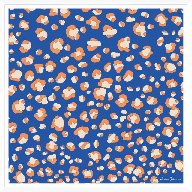 Bright Cheetah in Navy By Dana Gibson, Framed Art Print For Sale