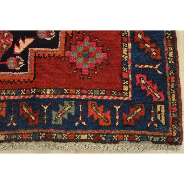 Caucasian Runner 4′ X 11′ Red Wool Vintage Tribal Hand-Knotted Oriental Rug For Sale - Image 12 of 15