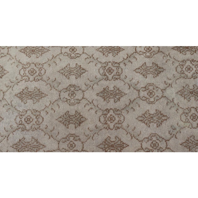 Vintage Turkish Oushak Runner With Light Brown All-Over Latticework Design 2'1'' X 8'7'' For Sale - Image 10 of 12