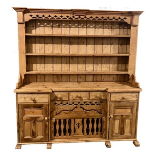Charming Antique English Knotty Pine Hutch For Sale