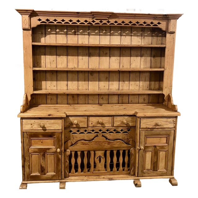 Charming Antique English Knotty Pine Hutch For Sale