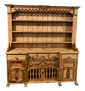 Charming Antique English Knotty Pine Hutch