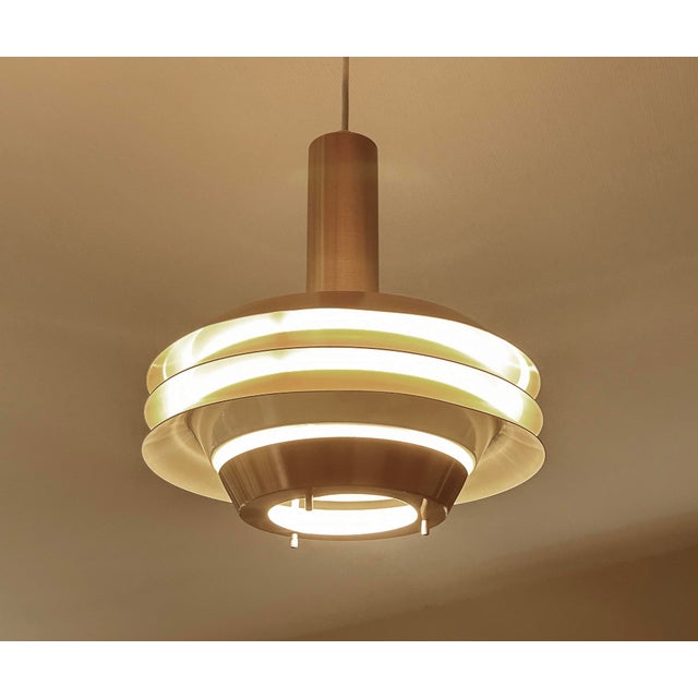 Glass Mid-Century Modern Copper Pendant Light, 1970s For Sale - Image 7 of 16