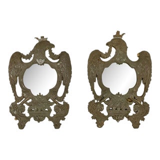 Pair of Antique French Federal Style Tin Eagle Mirrors, 19th Century For Sale
