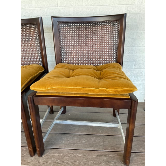 Mid-Century Modern 1950s Ultra Rare Michael Taylor for Baker Furniture, Walnut and Cane Dining Chairs - Set of 4 For Sale - Image 3 of 12