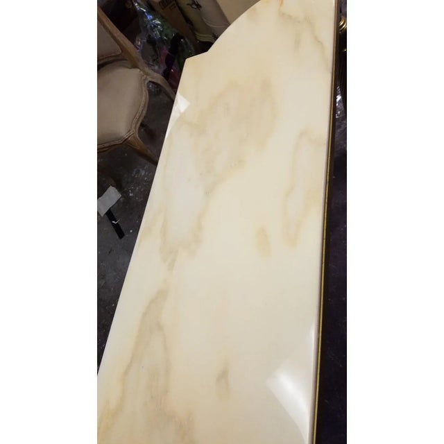 French Italian Vintage Brass Console Table & Mirror W/Marble Top For Sale - Image 3 of 8