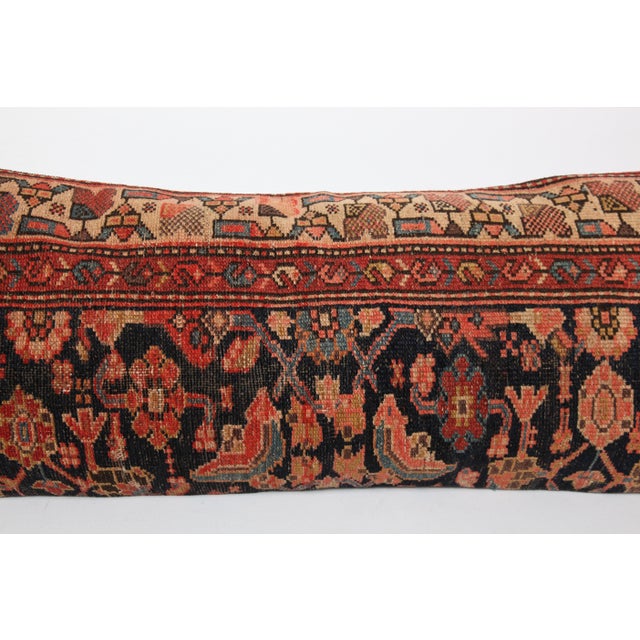 Antique Persian Navy Blue Lumbar Pillow Cushion Cover -16'' X 41'' For Sale In Tampa - Image 6 of 10