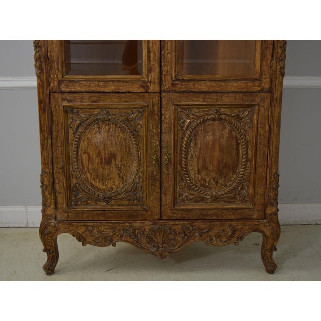 1990s French Louis XIV Style Paint Decorated Corner Cabinet For Sale - Image 5 of 9