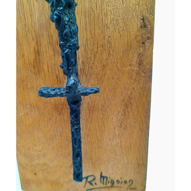 Black Brutalist Sculpture Crucifix by René Mignion, France, 1967 For Sale - Image 8 of 18