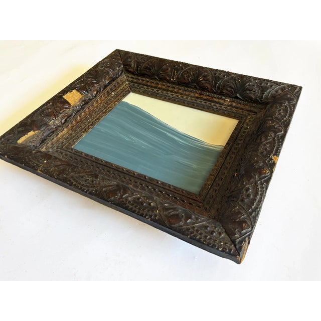 "Waves" Abstract Painting in Antique Frame, Seascape Painting Transitional Wall Art by JTS For Sale - Image 9 of 10