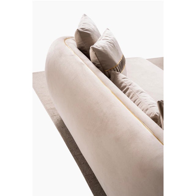 2020s Elysium Neutral 3-Piece Sofa Set by Casa Milano - Curved Modern Luxury With Gold Details For Sale - Image 5 of 16