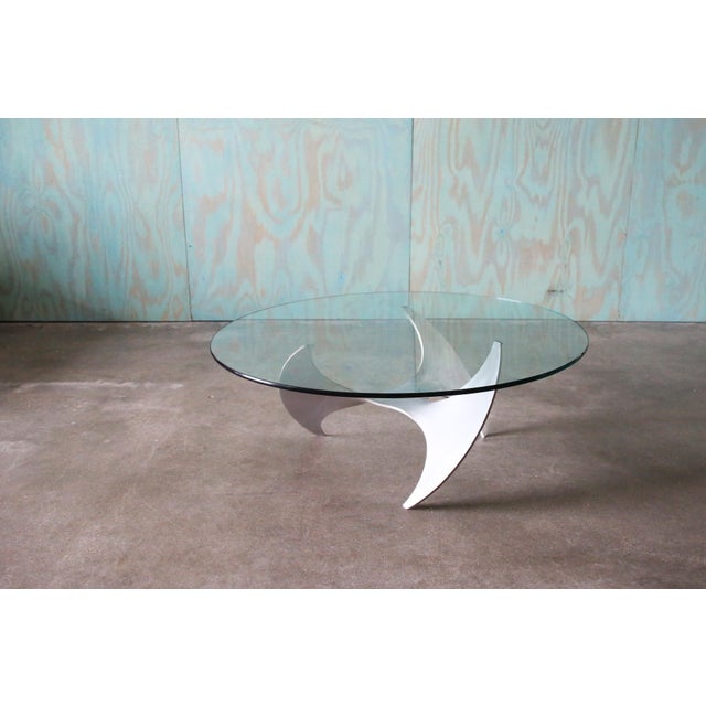 1970s 1970's Propeller Coffee Table by Knut Hesterberg (Attr.) Aluminum and Glass For Sale - Image 5 of 12